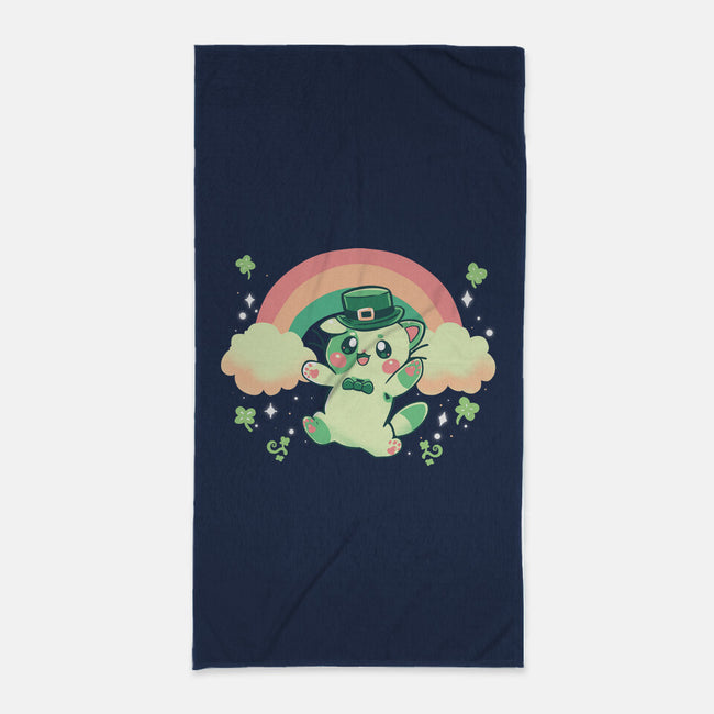 Shamrock Kitty-none beach towel-TechraNova