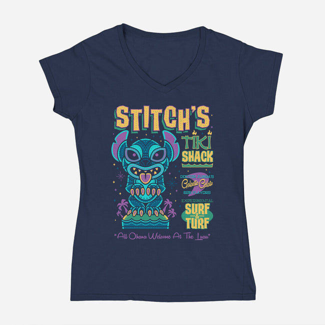 Stitch's Tiki Shack-womens v-neck tee-Nemons