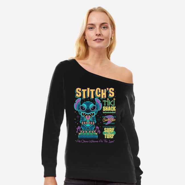 Stitch's Tiki Shack-womens off shoulder sweatshirt-Nemons