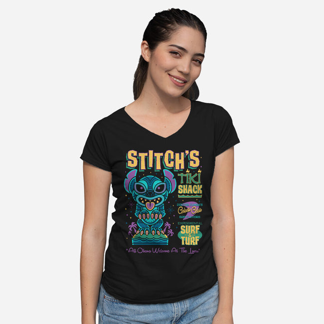 Stitch's Tiki Shack-womens v-neck tee-Nemons