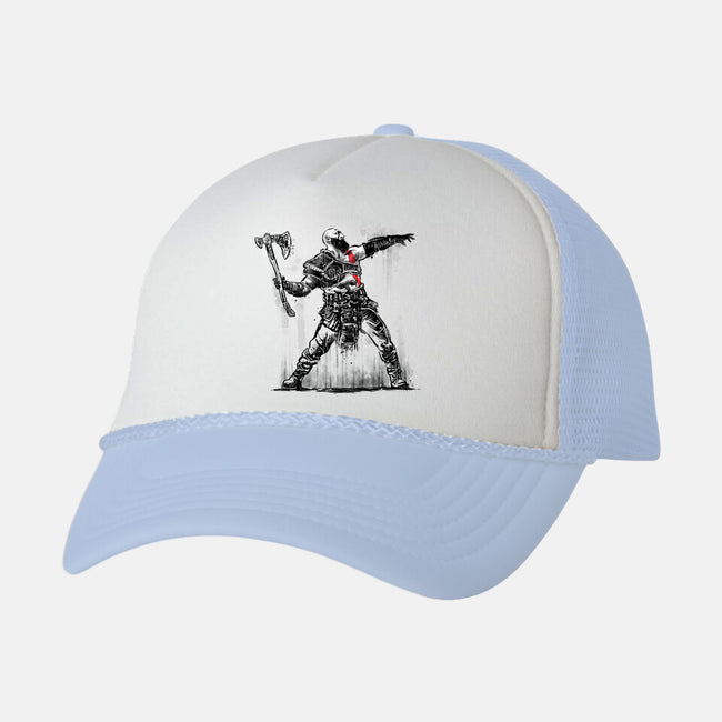 God Throwing Axe-unisex trucker hat-zascanauta