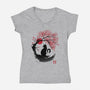 Sakura Cat Sumi-e-womens v-neck tee-DrMonekers