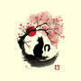 Sakura Cat Sumi-e-none removable cover w insert throw pillow-DrMonekers
