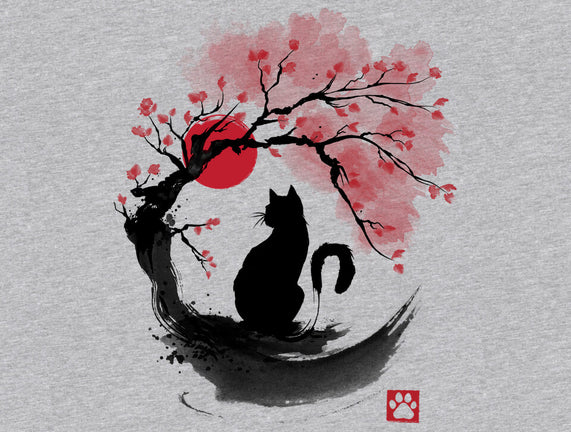 Sakura Cat Sumi-e