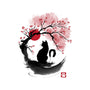 Sakura Cat Sumi-e-womens v-neck tee-DrMonekers