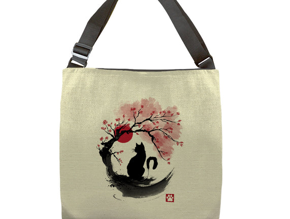 Sakura Cat Sumi-e