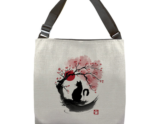Sakura Cat Sumi-e
