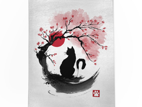 Sakura Cat Sumi-e