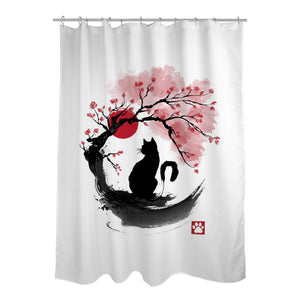 Sakura Cat Sumi-e
