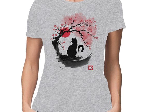 Sakura Cat Sumi-e