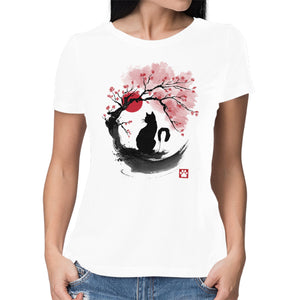 Sakura Cat Sumi-e