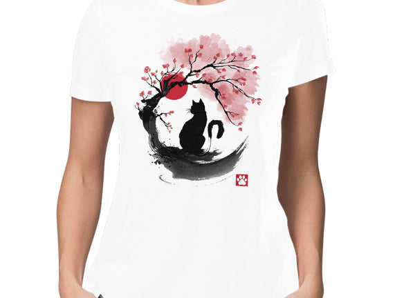 Sakura Cat Sumi-e