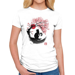 Sakura Cat Sumi-e