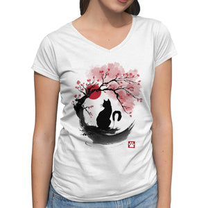 Sakura Cat Sumi-e