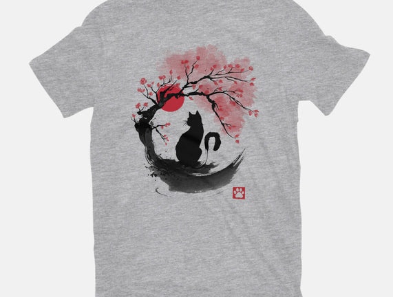 Sakura Cat Sumi-e