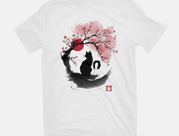 Sakura Cat Sumi-e