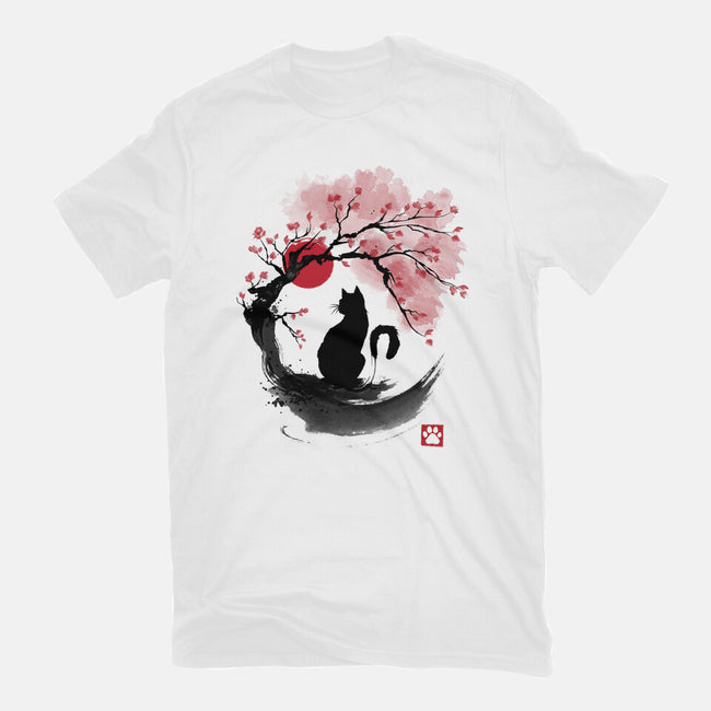 Sakura Cat Sumi-e-unisex basic tee-DrMonekers