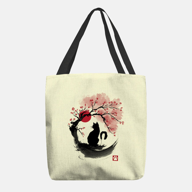 Sakura Cat Sumi-e-none basic tote bag-DrMonekers