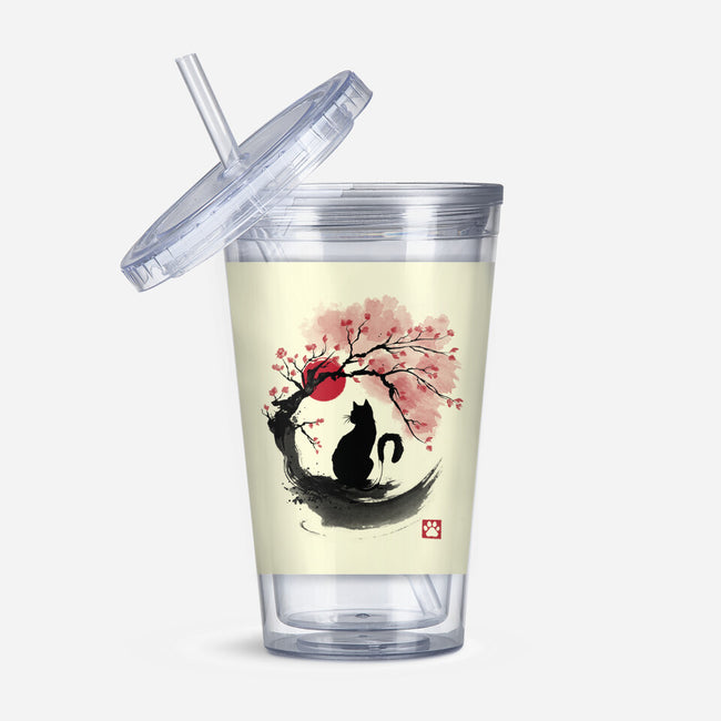 Sakura Cat Sumi-e-none acrylic tumbler drinkware-DrMonekers