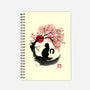 Sakura Cat Sumi-e-none dot grid notebook-DrMonekers