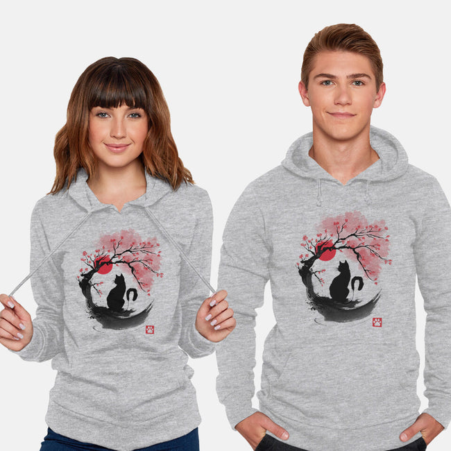 Sakura Cat Sumi-e-unisex pullover sweatshirt-DrMonekers
