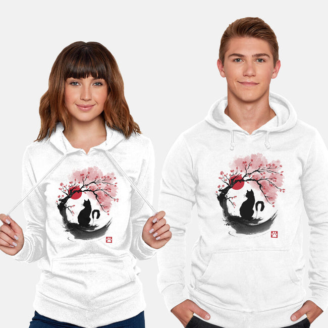 Sakura Cat Sumi-e-unisex pullover sweatshirt-DrMonekers