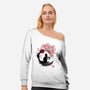 Sakura Cat Sumi-e-womens off shoulder sweatshirt-DrMonekers