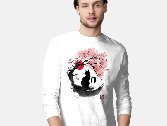 Sakura Cat Sumi-e