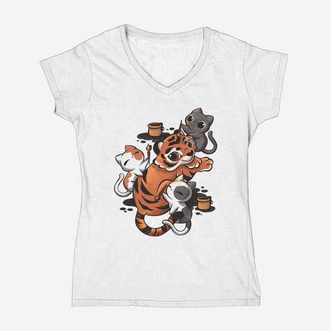 Tiger Tattoo-womens v-neck tee-ricolaa