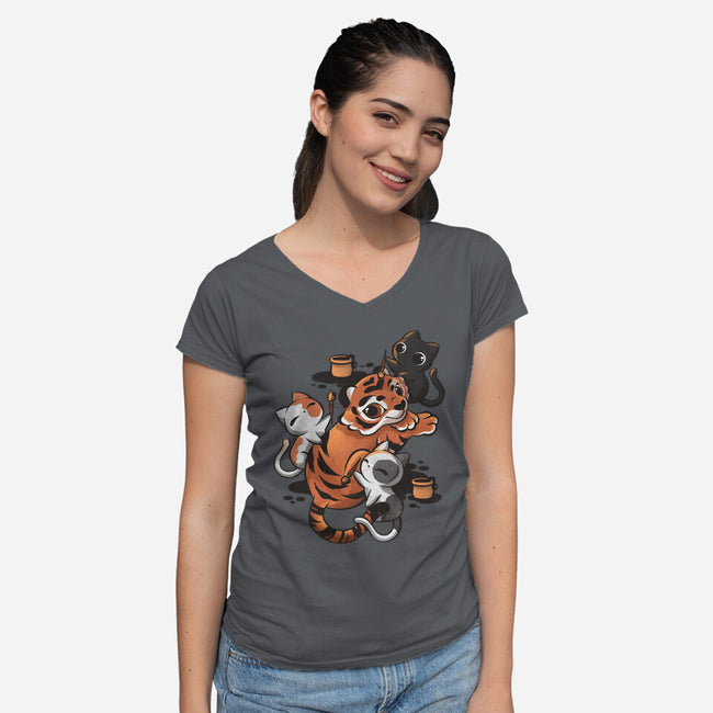 Tiger Tattoo-womens v-neck tee-ricolaa