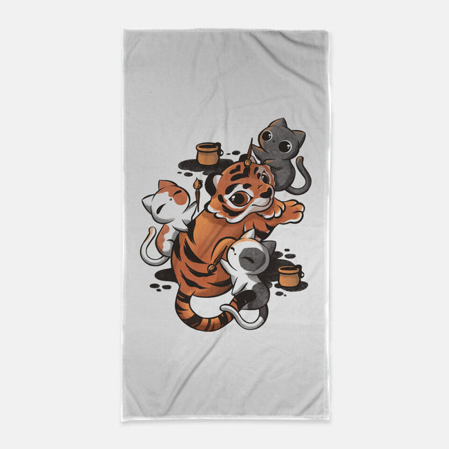 Tiger Tattoo-none beach towel-ricolaa