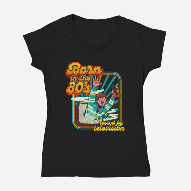 Raised By Television-womens v-neck tee-tobefonseca