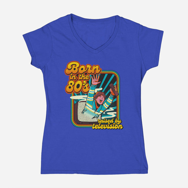 Raised By Television-womens v-neck tee-tobefonseca