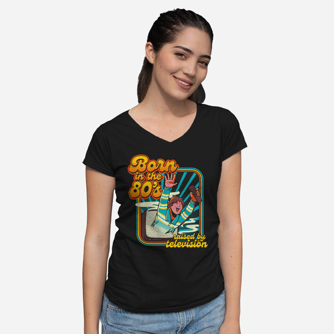 Raised By Television-womens v-neck tee-tobefonseca