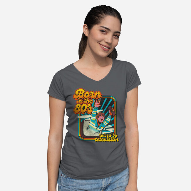 Raised By Television-womens v-neck tee-tobefonseca