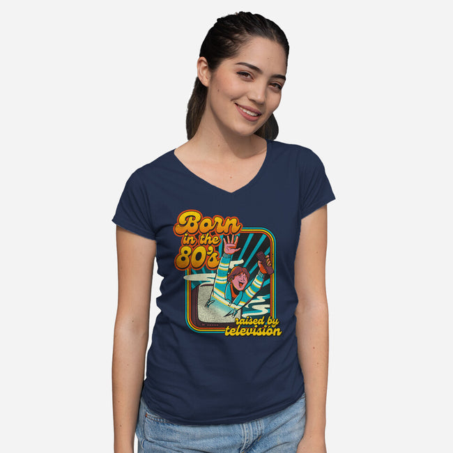 Raised By Television-womens v-neck tee-tobefonseca