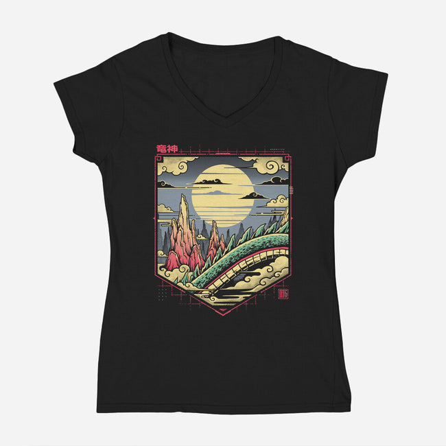 Dragon Kingdom-womens v-neck tee-StudioM6