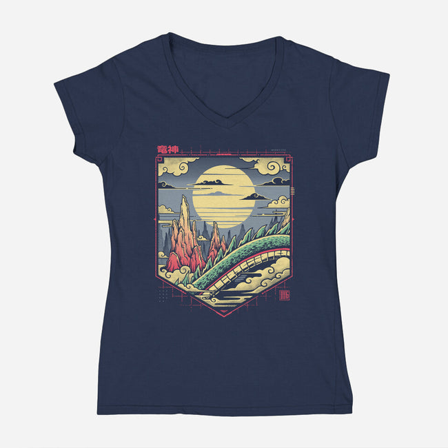 Dragon Kingdom-womens v-neck tee-StudioM6