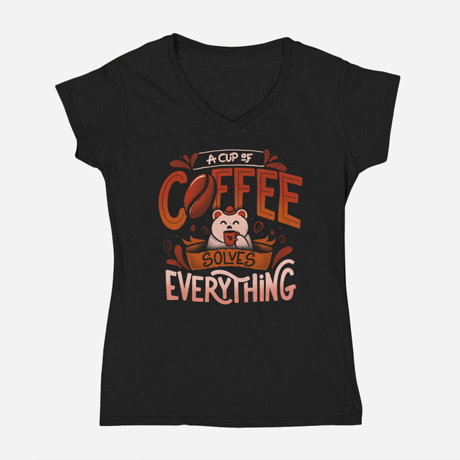 Coffee Solves Everything-womens v-neck tee-eduely