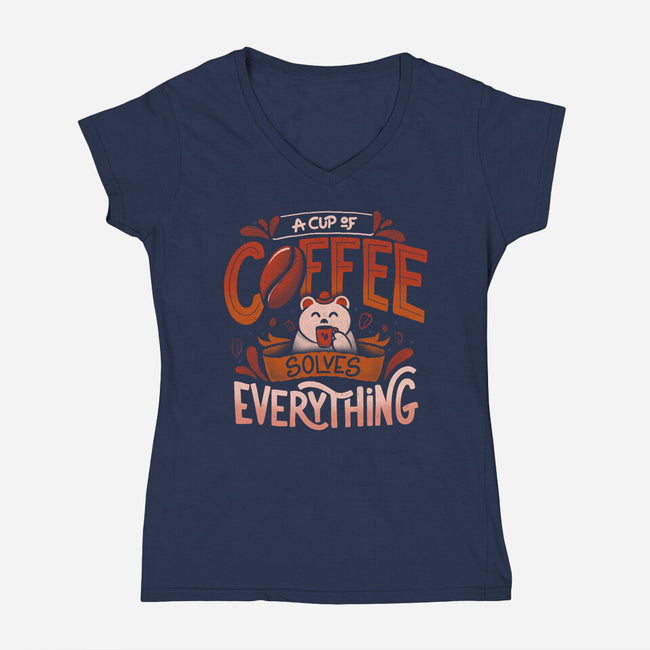 Coffee Solves Everything-womens v-neck tee-eduely
