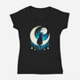 Black Moon Cat-womens v-neck tee-Vallina84