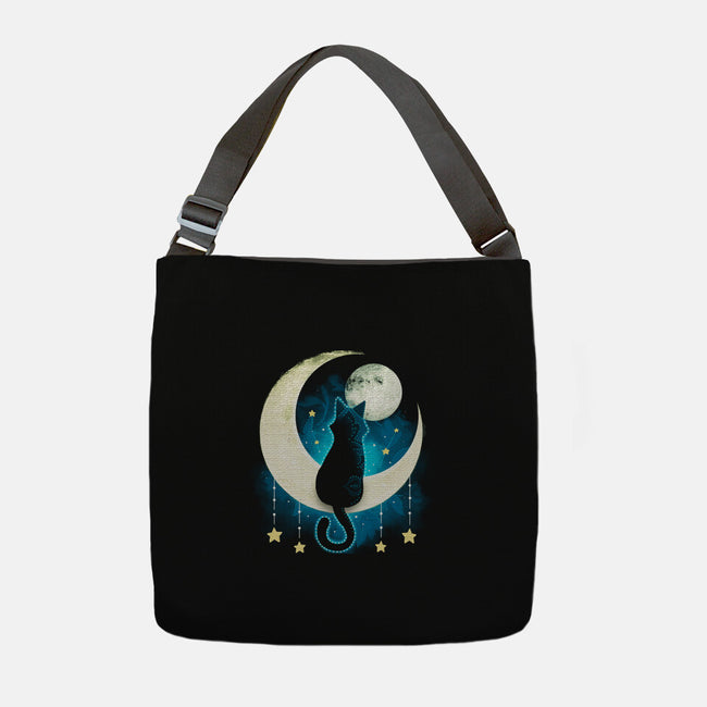 Black Moon Cat-none adjustable tote bag-Vallina84