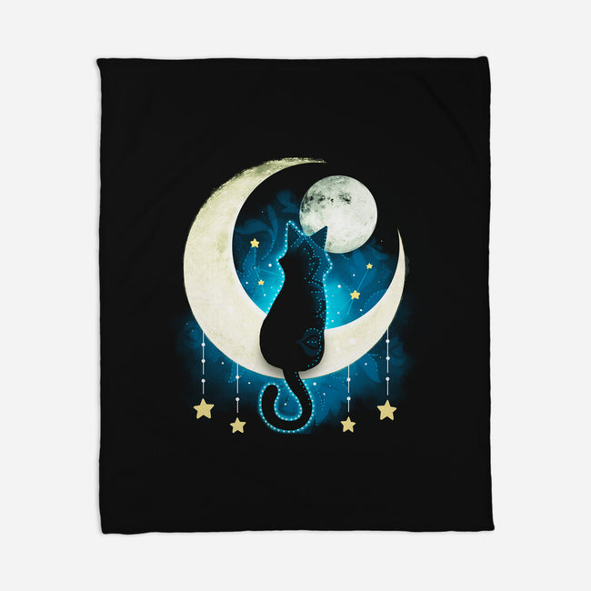 Black Moon Cat-none fleece blanket-Vallina84