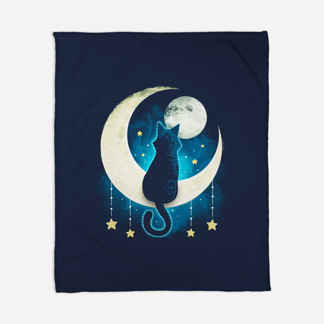 Black Moon Cat-none fleece blanket-Vallina84