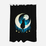 Black Moon Cat-none polyester shower curtain-Vallina84