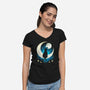 Black Moon Cat-womens v-neck tee-Vallina84