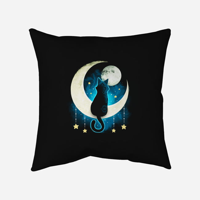 Black Moon Cat-none removable cover w insert throw pillow-Vallina84