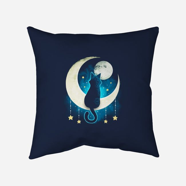 Black Moon Cat-none removable cover w insert throw pillow-Vallina84
