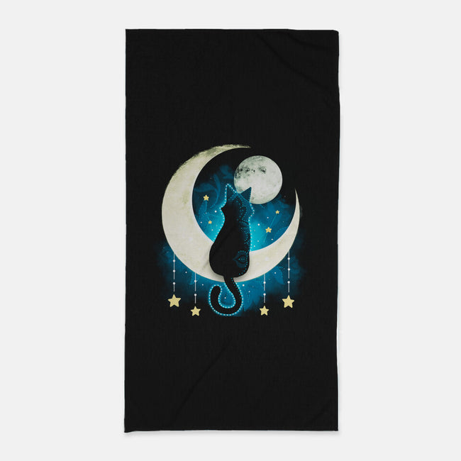 Black Moon Cat-none beach towel-Vallina84