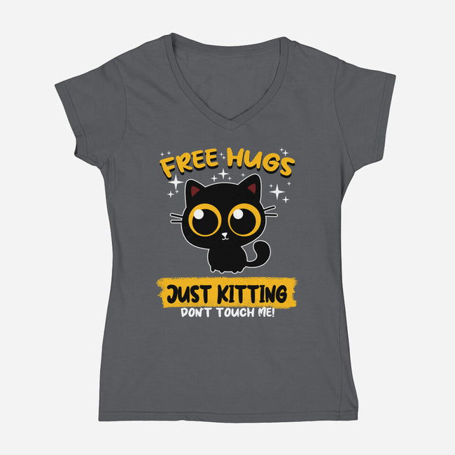 Free Hugs Just Kitting-womens v-neck tee-erion_designs